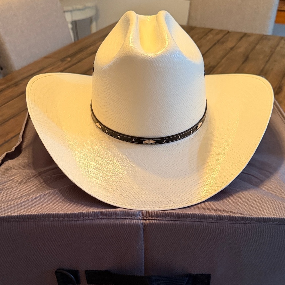 White Cowboy Hat with Black Band